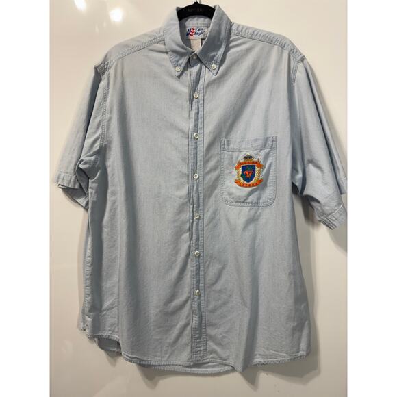 UF College Sportswear Cliff Eagle Button Up Short Sleeve Logo Patch Men's Large - Picture 5 of 11